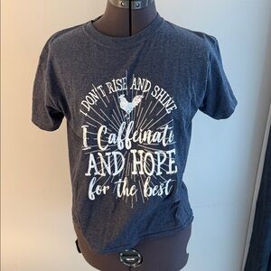 Graphic Short Sleeve Tee - Navy "I Caffeinate and Hope"